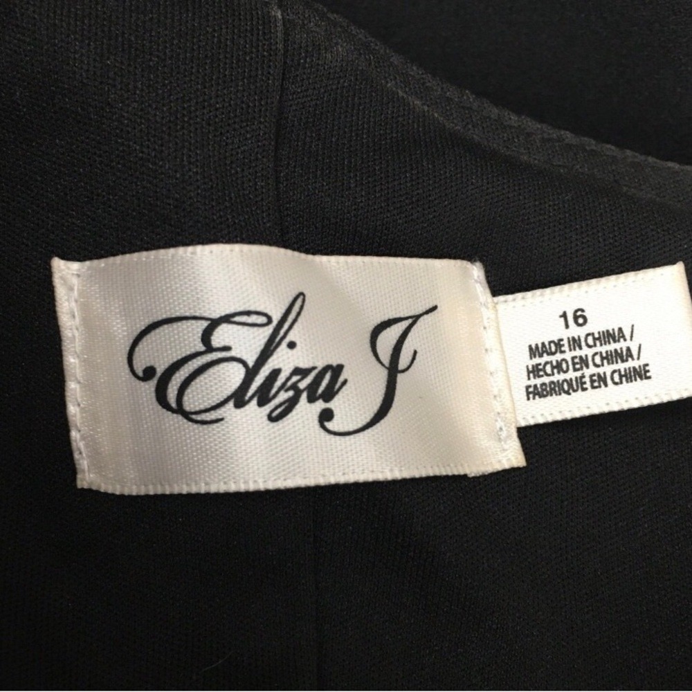 Eliza J One Shoulder Bow Long Gown 16 Black Formal Wedding Guest Gala Prom Party - Picture 6 of 13